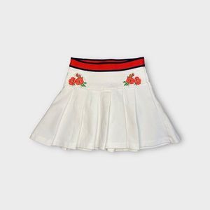 Janie & Jack Floral Embroidered White Pleated Skirt